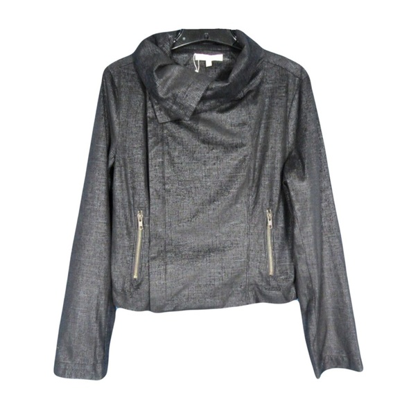 Lavendar Brown Women’s Lightweight Moto Jacket Asymmetrical Neck  Size Medium - Picture 1 of 7